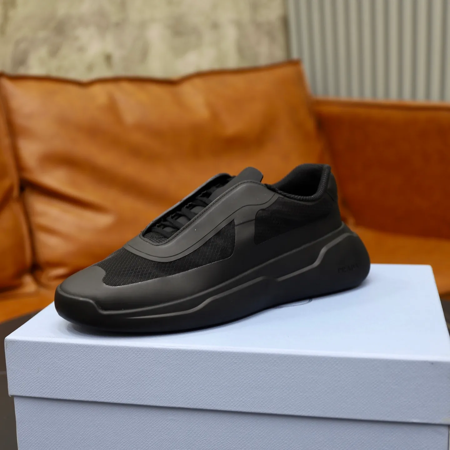 Men's Shoes 💰760💰 PRADA America's Cup Recycled Nylon and Bike Fabric Sneakers Practical and innovative, these regenerated nylon sneakers are modern, with lightweight soles and minimalist details. The upper is decorated with temperature-locking adhesive tape, screen-printed ADA logo, nylon loop shoelaces, T sole, made of ultra-light foam rubber filling material, rubber pattern texture, sole height: 40 mm, removable fabric-covered insole, Size 39-44